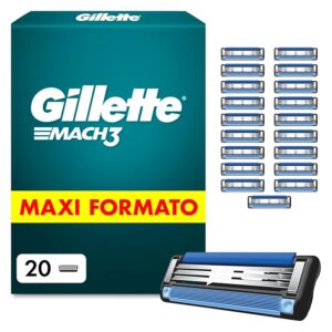 Gillette Mach3 Base 20 Lamette di Ricambio per Rasoio Barba Manuale