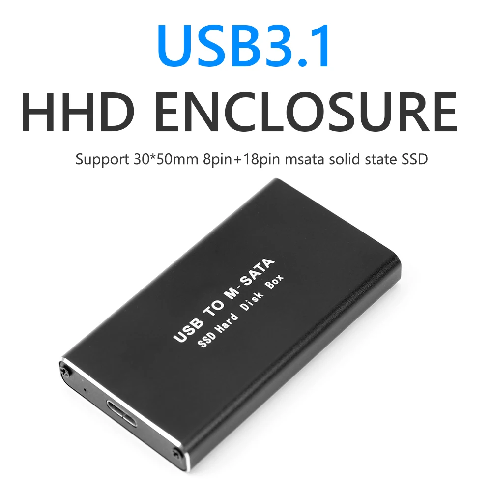 Adattatore per custodia per disco rigido HD esterno da mSATA a USB 3.0/3.1 SSD