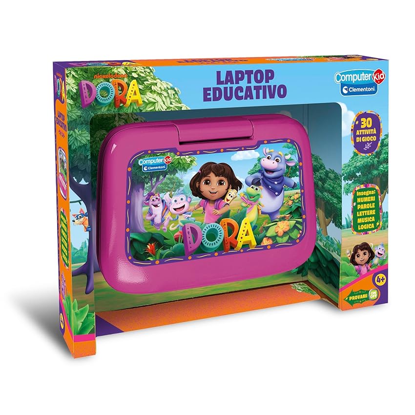 Clementoni - Computer Kid Dora Laptop Educativo Bambini 4+ Anni