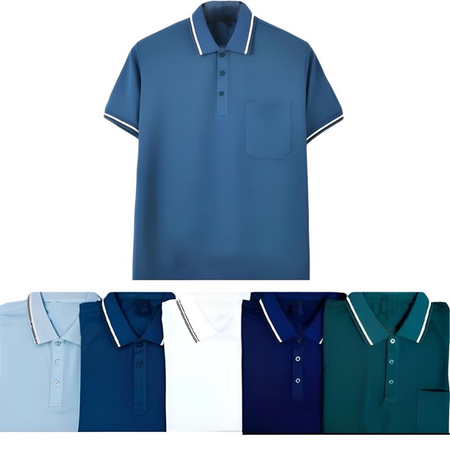 Set 5 Pezzi Polo Uomo Maglia Manica Corta Cotone T-Shirt Mezze Maniche VEQUE