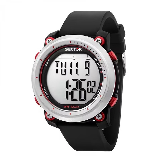 Orologio Uomo SECTOR EX-38 R3251546002 Silicone Nero Chrono Alarm Contapassi