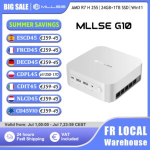 Mini PC Mllse G10 Nuovo AMD Ryzen 7 H 255 24GB RAM DDR5 1TB SSD Wi