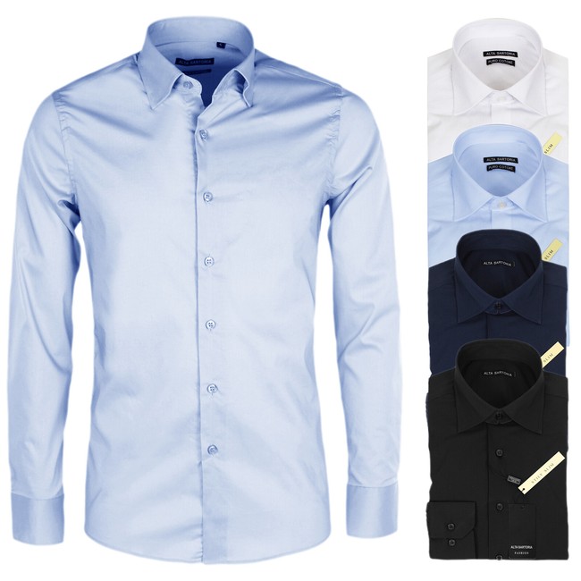 Camicia Uomo Sartoriale Manica Lunga Classica Elegante Camicie Cotone Slim VEQUE