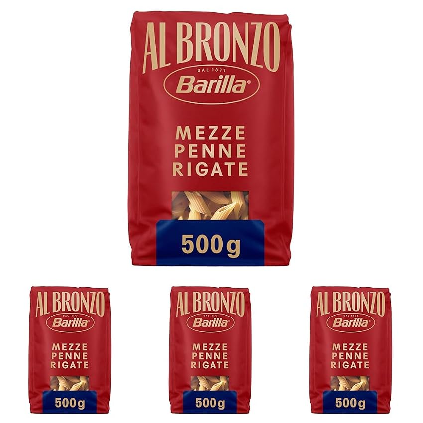 Barilla Pasta Al Bronzo Mezze Penne Rigate 100% Grano Italiano Barilla Pasta Al Bronzo Mezze Penne Rigate 100% Grano Italiano