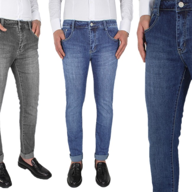 Jeans Uomo Cotone Pantaloni Sportivi Casual 5 Tasche Elasticizzato VEQUE