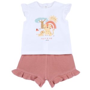 Chicco Completo con T-shirt e Pantaloncini Bimba 0-24 in morbido tessuto