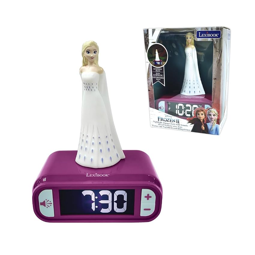 Lexibook - Disney Frozen 2 Sveglia con Suoni e Luce Notturna per Bambini con Luce Notturna Snooze