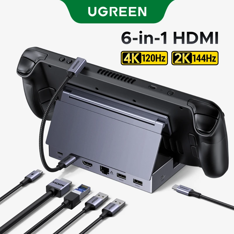 UGREEN USB C HUB Steam Deck Docking Station 6-in-1 da tipo C a 4K120Hz HDMI 5Gbps USB