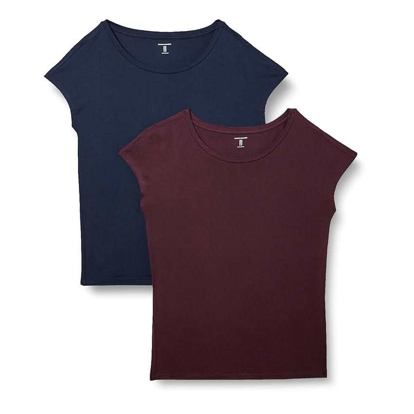 Amazon Essentials T-Shirt da Donna in Jersey Regular Fit a Maniche Corte con Scollo a Barchetta