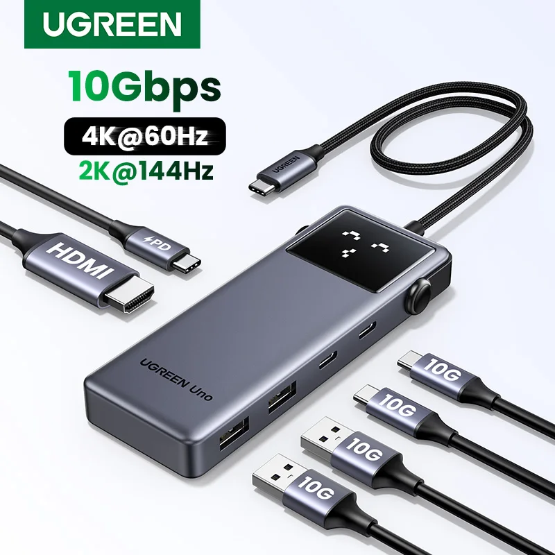 UGREEN Uno USB C HUB 6-in-1 4K60Hz PD100W 10Gbps USB3.2 Adattatore splitter per laptop