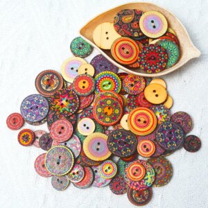 50 pezzi bottoni in legno retrò 2 fori lavoro manuale cucito scrapbook abbigliamento