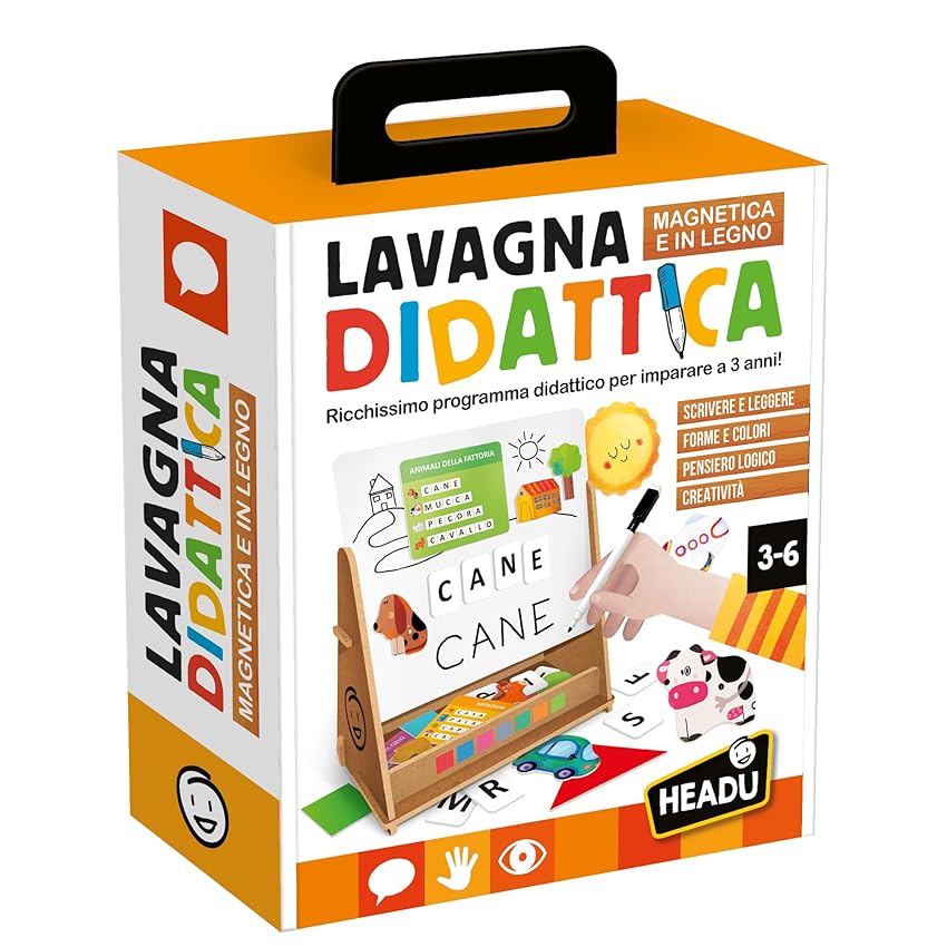 HEADU - Lavagna Didattica Magnetica e in Legno - Ricco Kit Educativo per Imparare a Leggere HEADU - Lavagna Didattica Magnetica e in Legno - Ricco Kit Educativo per Imparare a Leggere