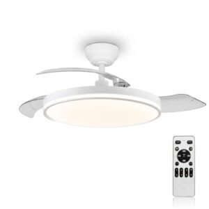 MARSI Ventilatore da Soffitto con Luce e Pale Retrattili 106cm