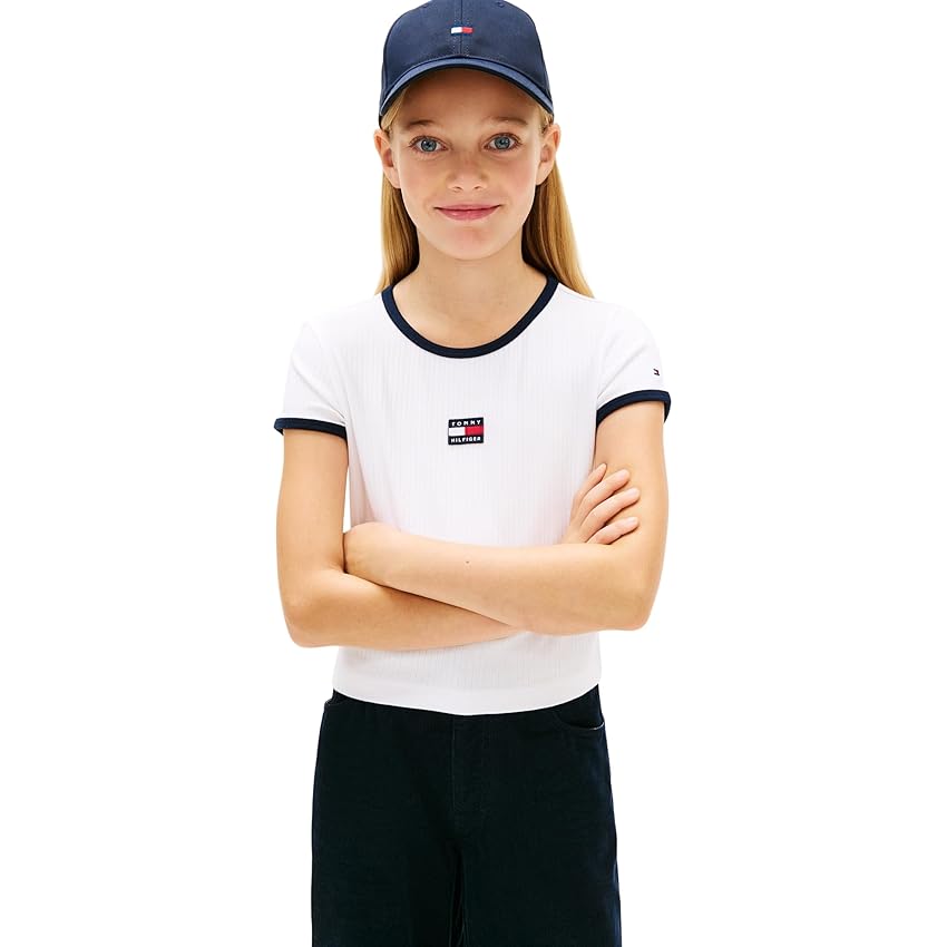 Tommy Hilfiger Bambina T-Shirt Maniche Corte Heritage Flag Top Slim Fit