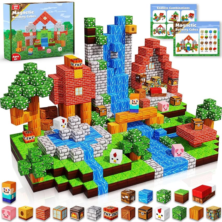 Costruzioni Magnetiche per Bambini 100 Pezzi Giocattoli Magnetici Creativi