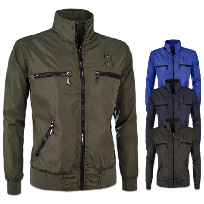 Giubbotto Uomo Con Zip Leggero Giacca a Vento Casual Giubbino VEQUE