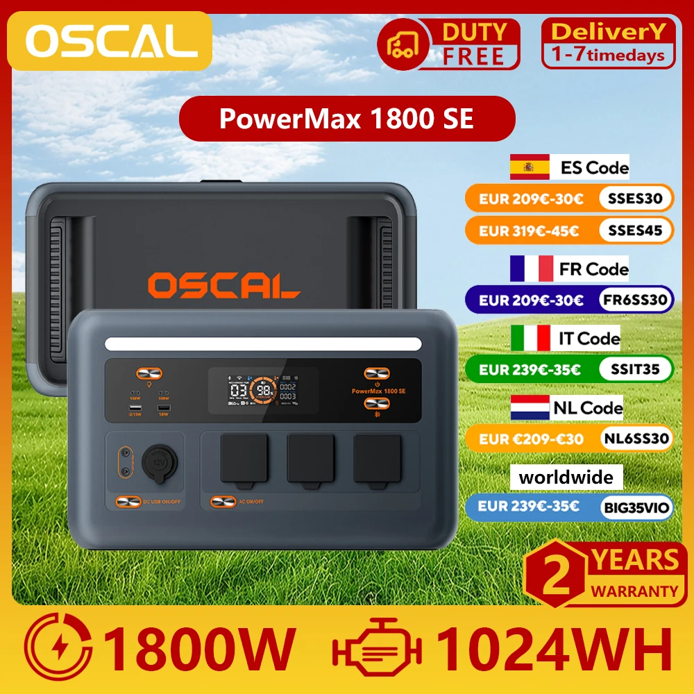 Stazione di alimentazione portatile OSCAL PowerMax1800SE