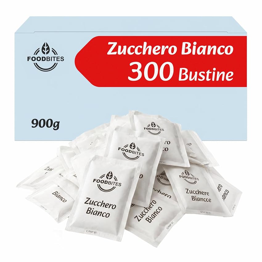 Food Bites Zucchero Bianco 300 Bustine Monodose da 3g Food Bites Zucchero Bianco 300 Bustine Monodose da 3g