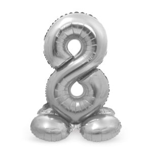Folat 64718 Palloncino di alluminio con Base Numero Figura 8 Argento 86 cm