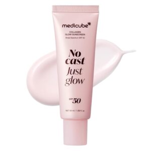 medicube No Cast Just Glow Collagen Sunscreen | SPF 50 Broad Spectrum Face Sunscreen | Lightweight