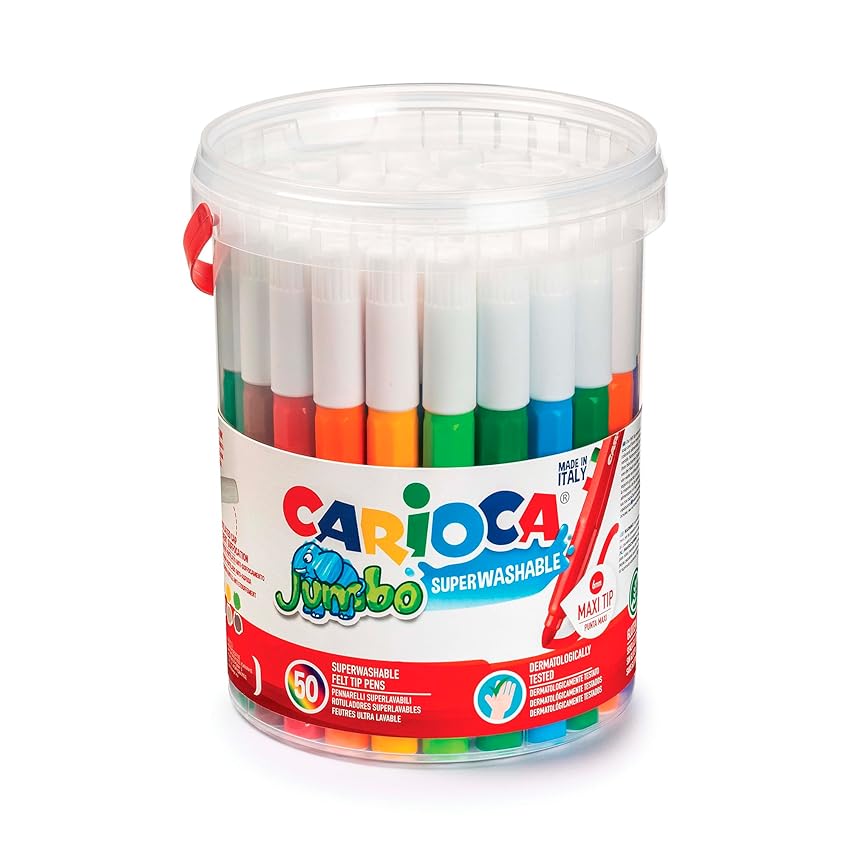 Carioca Jumbo | Pennarelli Lavabili per Bambini in Barattolo con Maniglia Carioca Jumbo | Pennarelli Lavabili per Bambini in Barattolo con Maniglia