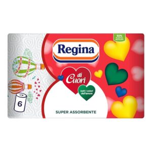 Regina Di Cuori Carta Cucina - Confezione da 6 Rotoli a 2 Veli