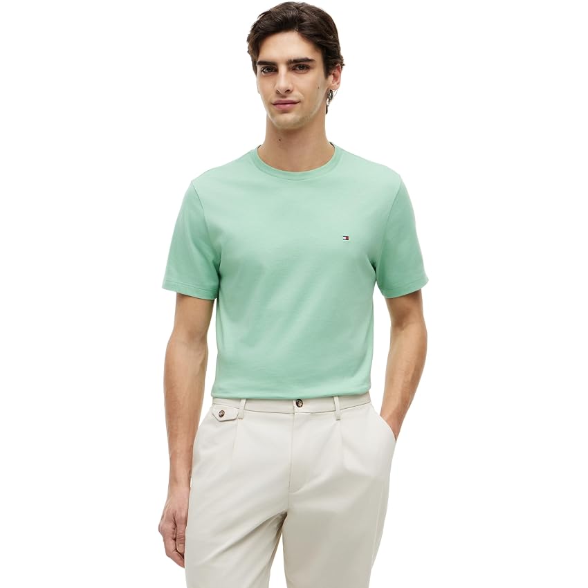 Tommy Hilfiger Uomo T-Shirt Maniche Corte Seasonal Solid Tee con Scollo Rotondo