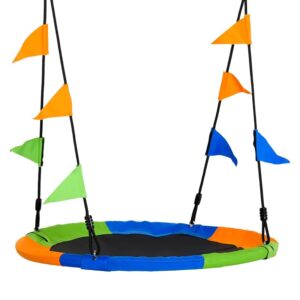Outsunny Altalena Rotonda a Nido per Bambini 3+ Anni Φ100 cm