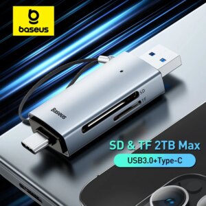 Lettore di schede Baseus USB C e USB3.0 a SD Dispositivo per schede di memoria Micro