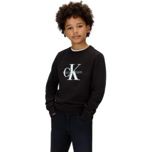 Calvin Klein Bambini Unisex Felpa Monogram Terry con Scollo Rotondo