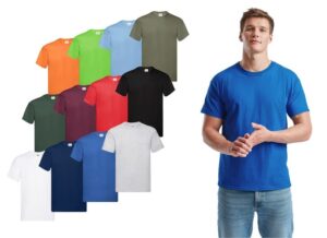 T-shirt FRUIT OF THE LOOM 100% cotone UOMO girocollo maglietta 12 colori