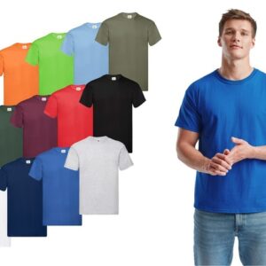 T-shirt FRUIT OF THE LOOM 100% cotone UOMO girocollo maglietta 12 colori