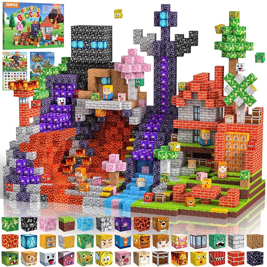 Crifeton Costruzioni Magnetiche per Bambini 150 PCS 2CM 3+ Giochi Cubi Magnetici