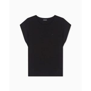 EMPORIO ARMANI T-Shirt Girocollo in Viscosa da Donna Nera S