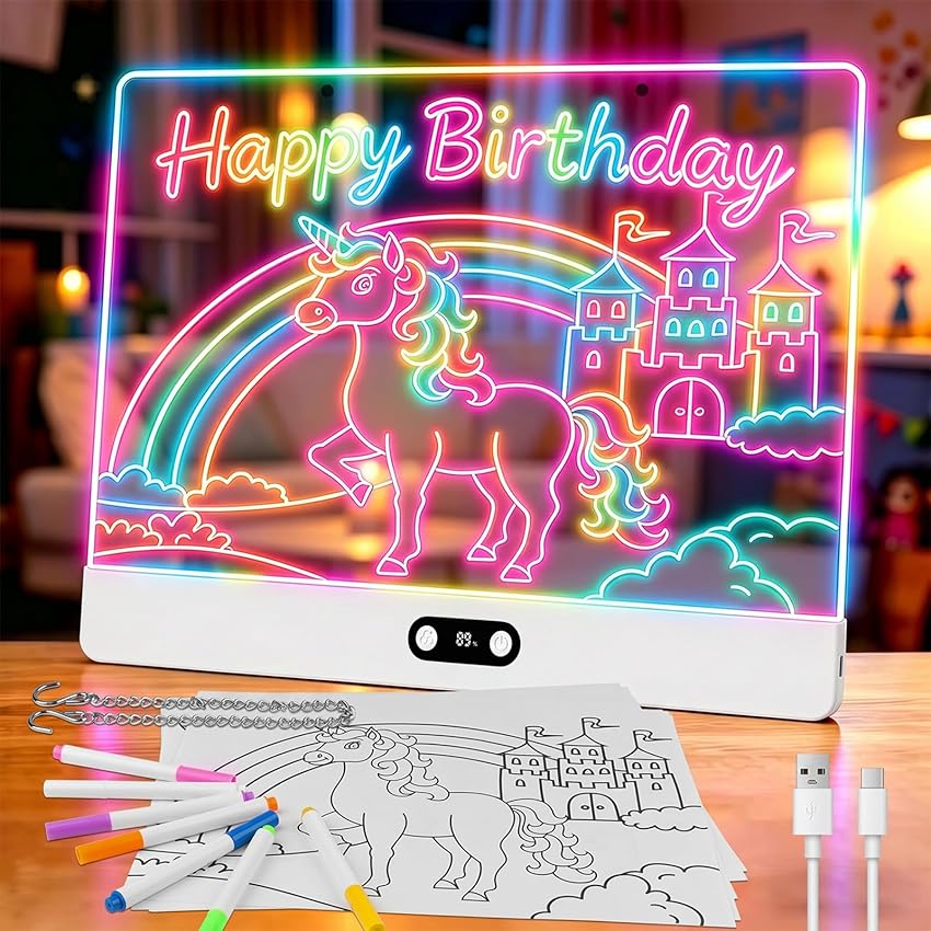 Lavagna da Disegno a LED Ricaricabile per bambini con Luci RGB Lavagna da Disegno a LED Ricaricabile per bambini con Luci RGB