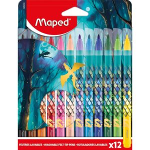 Maped - Feltro Drago - 12 pennarelli da colorare - lavabili e resistenti all'asciugatura