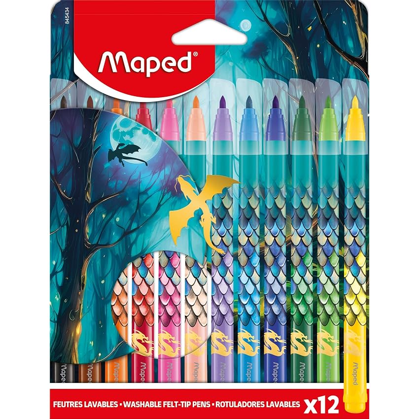 Maped - Feltro Drago - 12 pennarelli da colorare - lavabili e resistenti all'asciugatura Maped - Feltro Drago - 12 pennarelli da colorare - lavabili e resistenti all'asciugatura