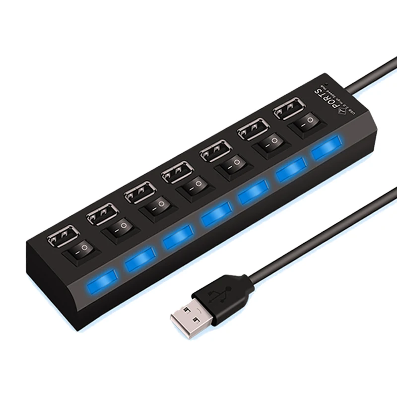 Espansore adattatore USB HUB 2.0 ad alta velocità da 4/7 porte Splitter multi USB