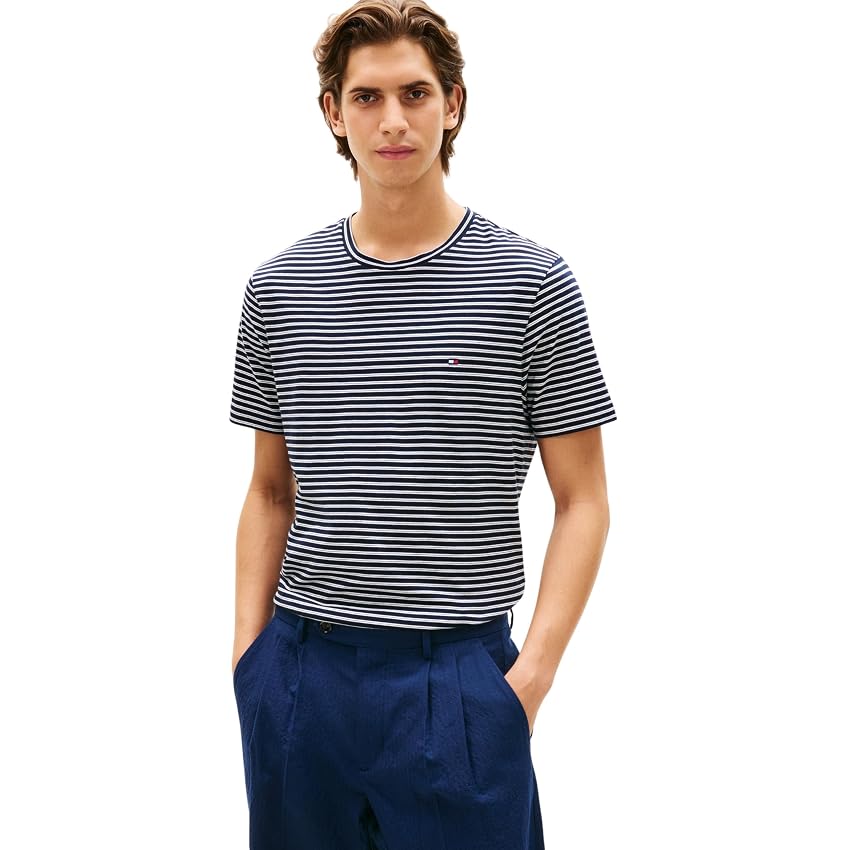 Tommy Hilfiger Uomo T-Shirt Maniche Corte Seasonal Stripe in Cotone Tommy Hilfiger Uomo T-Shirt Maniche Corte Seasonal Stripe in Cotone