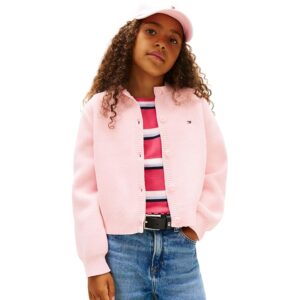 Tommy Hilfiger Bambina Giacca in Maglia Cardigan Chenille con Chiusura a Bottoni