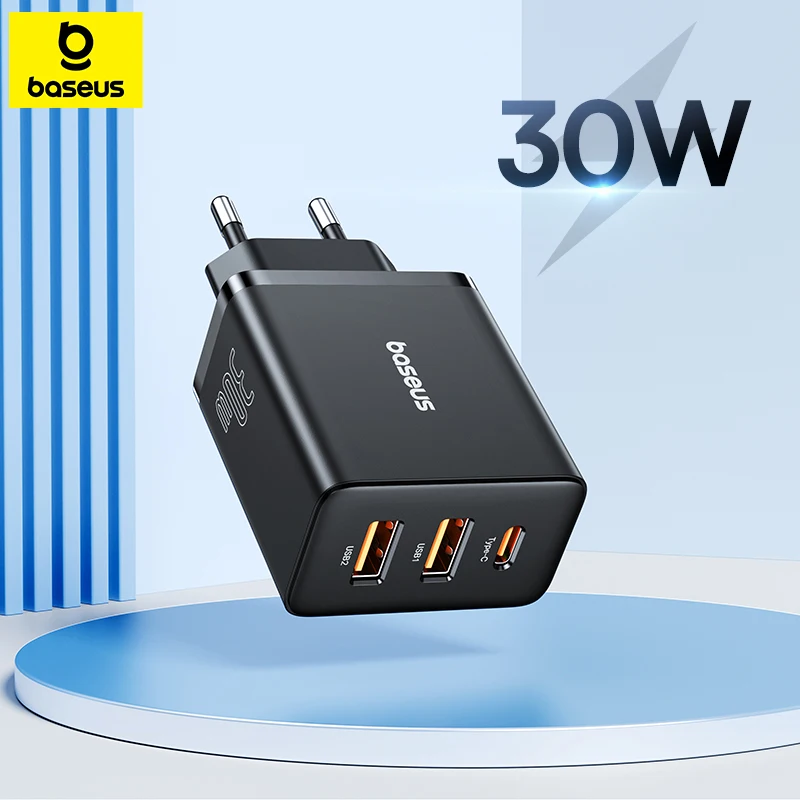 Baseus 30W Caricatore USB QC3.0 PD3.0 Tipo C PD Ricarica rapida 3 porte Caricatore