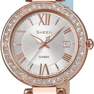 Casio Sheen SHE-4057PGL-7BUER Orologio Donna Cristalli Swarovski Cinturino Pelle