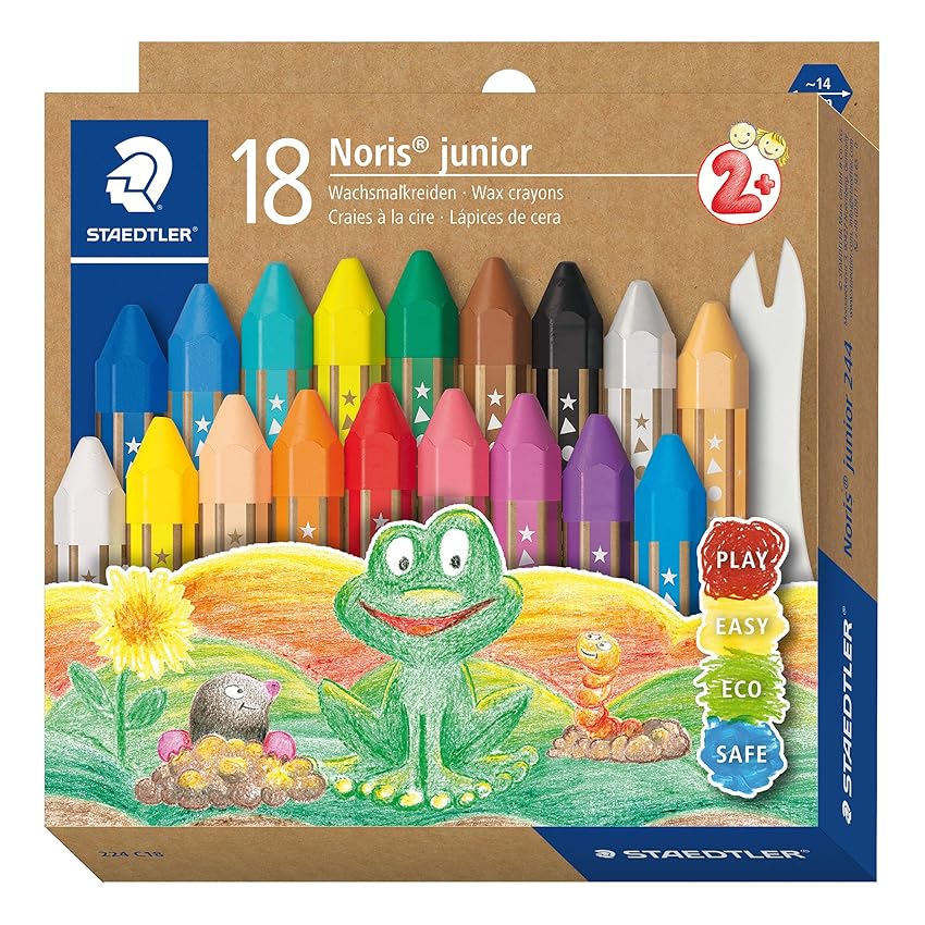 STAEDTLER Noris junior 224 Pastelli a cera – 18 colori