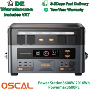 OSCAL Power Station Potenziata 2016Wh 3600W PowerMax 3600PE Ricarica Multi