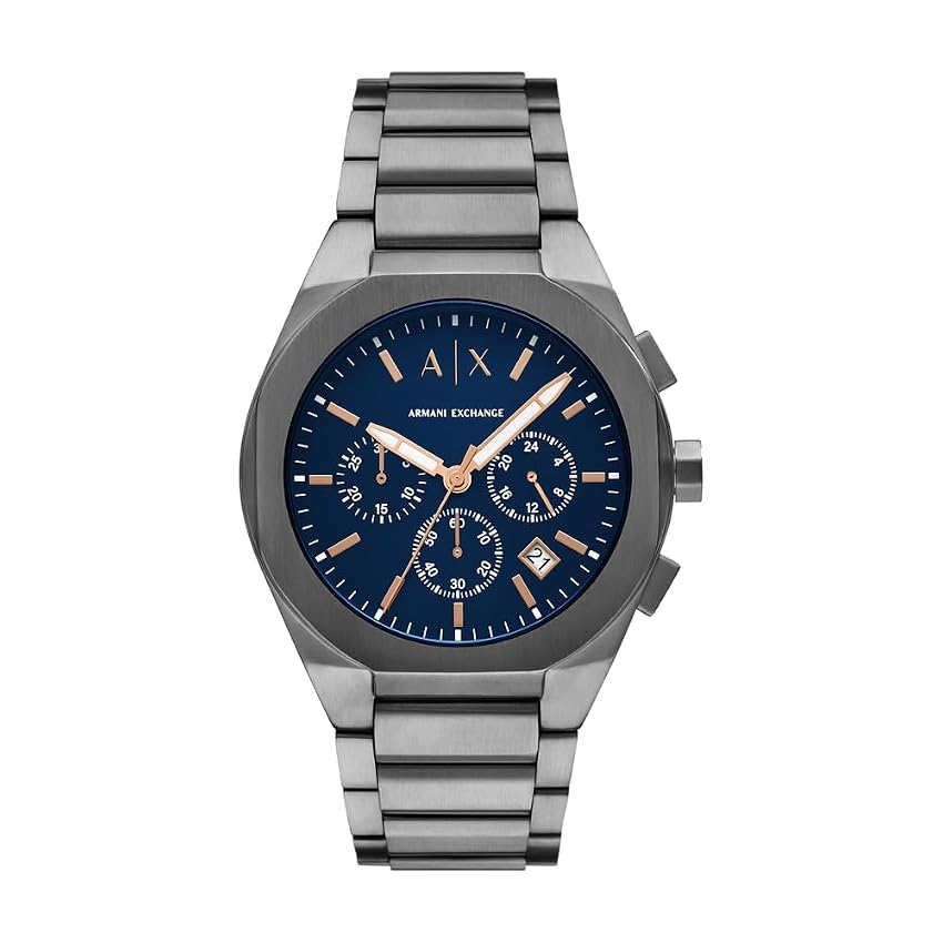Armani Exchange Orologio uomo cronografo A|X Rafael fondo blu AX4182 cassa e bracciale acciaio Armani Exchange Orologio uomo cronografo A|X Rafael fondo blu AX4182 cassa e bracciale acciaio
