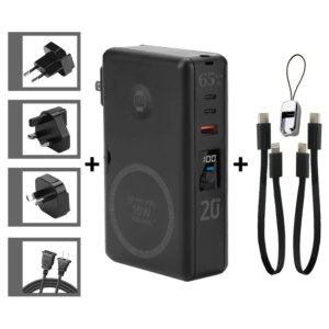 Caricabatterie USB C GaN da 65 W Power Bank 20000 mAh Qi2 Caricabatterie rapido wireless