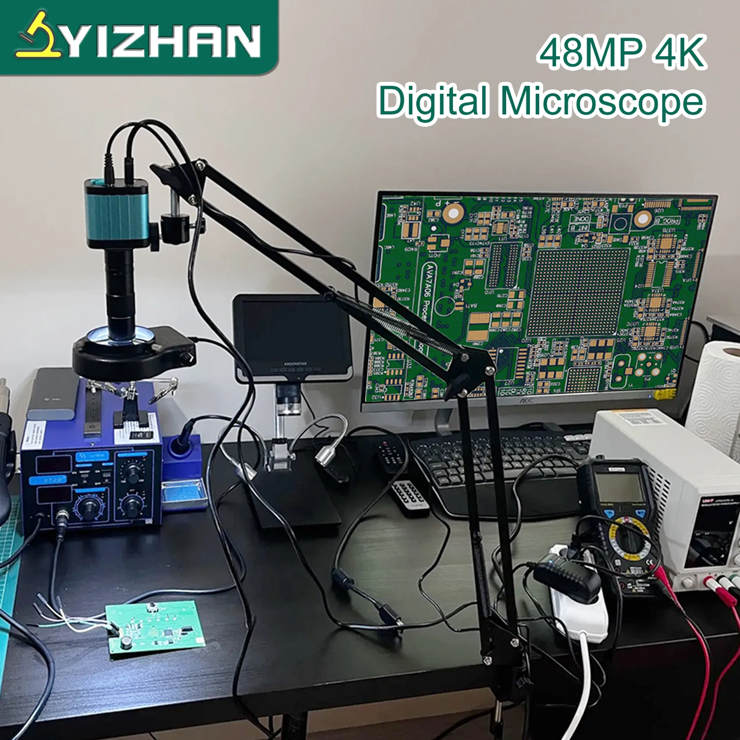 YIZHAN 48MP 4K Elettronica Microscopio per saldatura FULL HD 1080P HDMI Fotocamera Software USB 1