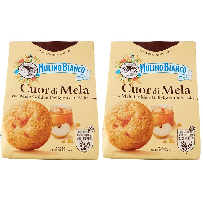 Mulino Bianco Biscotti Cuor di Mela con Mele 100% Italiane Mulino Bianco Biscotti Cuor di Mela con Mele 100% Italiane