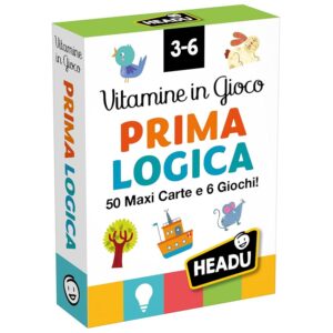 HEADU - Carte Vitamine in Gioco Prima Logica - 50 Maxi Cards e 6 Giochi Educativi