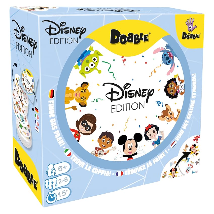Asmodee – DOBBLE: DISNEY EDITION – Carte da Gioco per Famiglie e Amici Asmodee – DOBBLE: DISNEY EDITION – Carte da Gioco per Famiglie e Amici